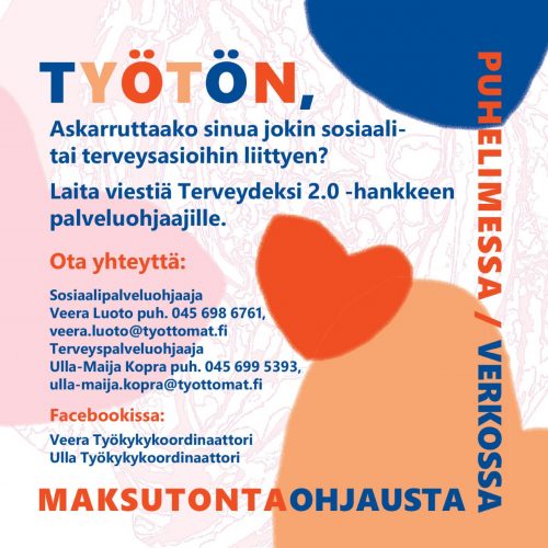 Terveydeksi 2.0 -hanketyöllä tuetaan työttömän terveyttä ja hyvinvointia
